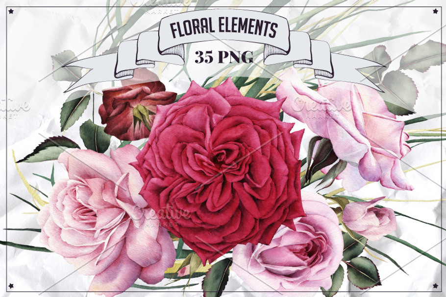 35 Floral Elements in Illustrations - product preview 8