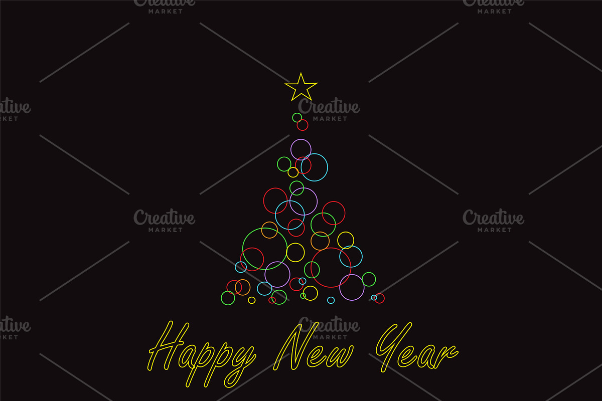 New Year background neon outlines in Graphics - product preview 8