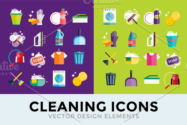 Cleaning icons vector set