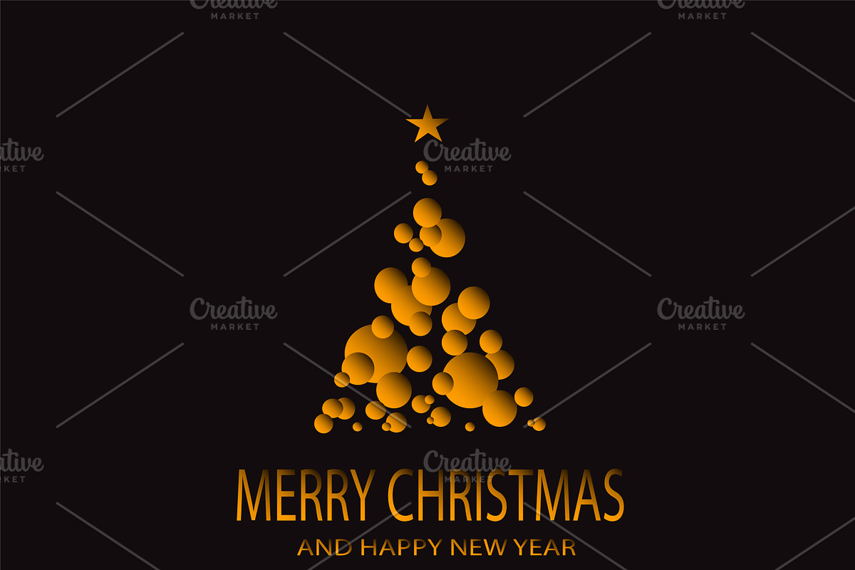 Merry Christmas orange tree vector in Graphics - product preview 8