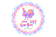 2017 Happy New Year rooster vector