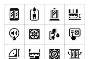 Set icons of shower cabin