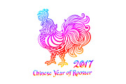 Rainbow Rooster. Chinese year 2017