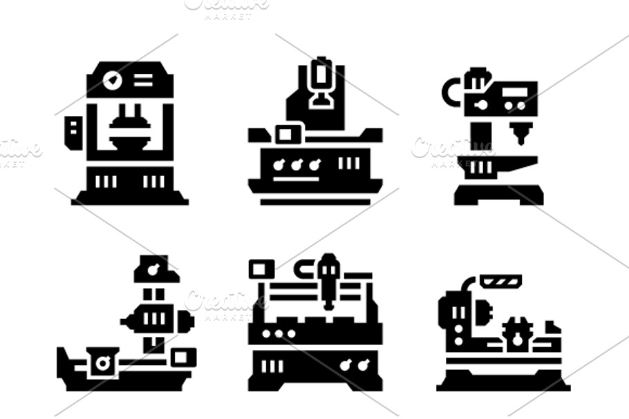 Set icons of machine tool in Graphics - product preview 8