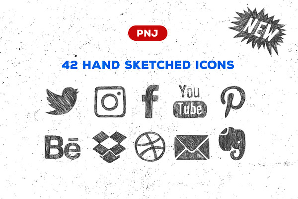 Sketchy social media icons set