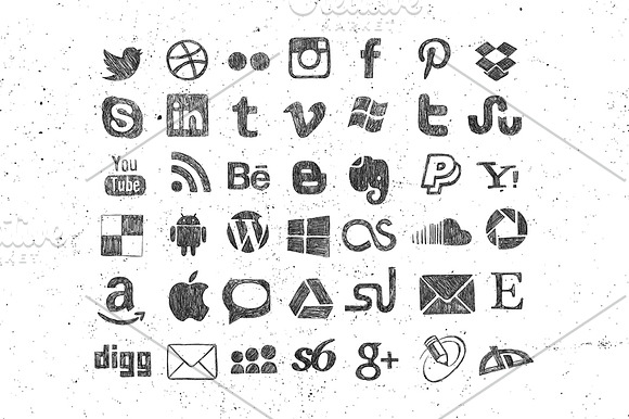 Sketchy social media icons set in Graphics - product preview 1