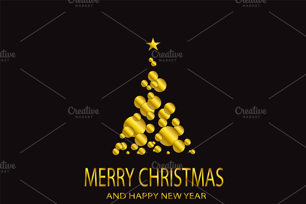 Merry Christmas gold tree vector in Icons - product preview 8