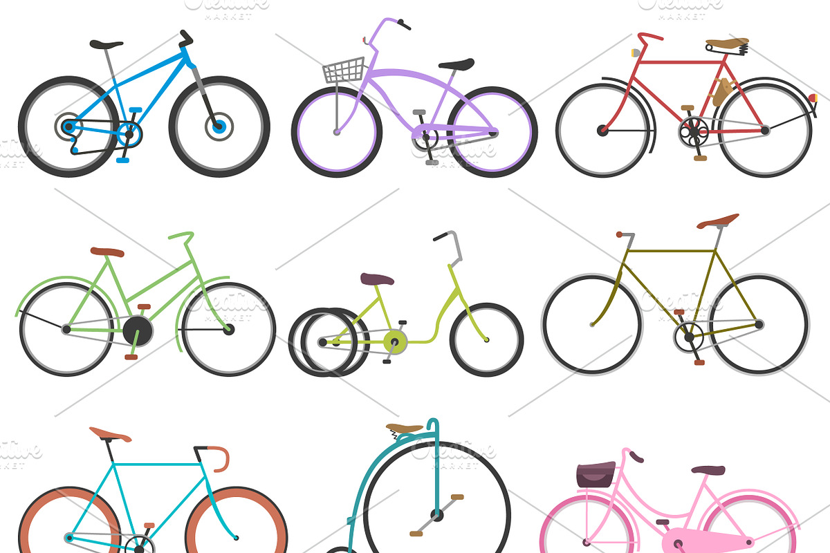 Vintage retro bicycle vector set in Illustrations - product preview 8