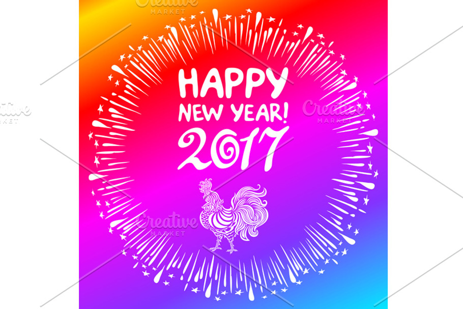 2017 Happy New Year rooster vector in Graphics - product preview 8