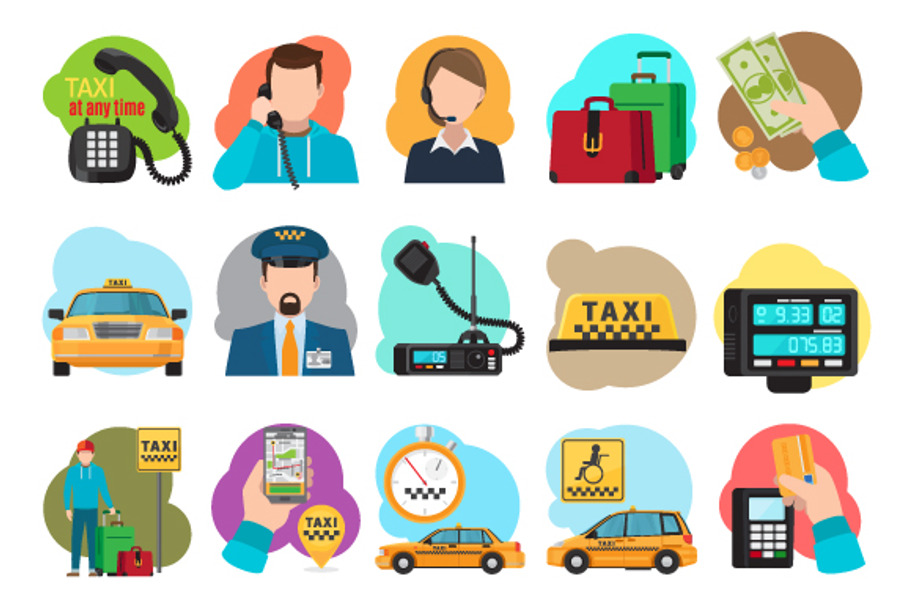 Taxi cartoon icons in Graphics - product preview 8