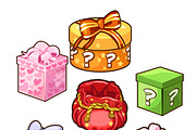 Six gift boxes with bows