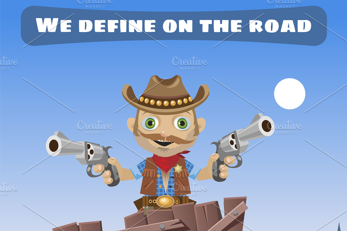 Cowboy with gun of Wild West in Illustrations - product preview 8