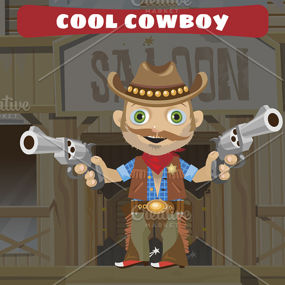 Cowboy with gun of Wild West in Illustrations - product preview 1