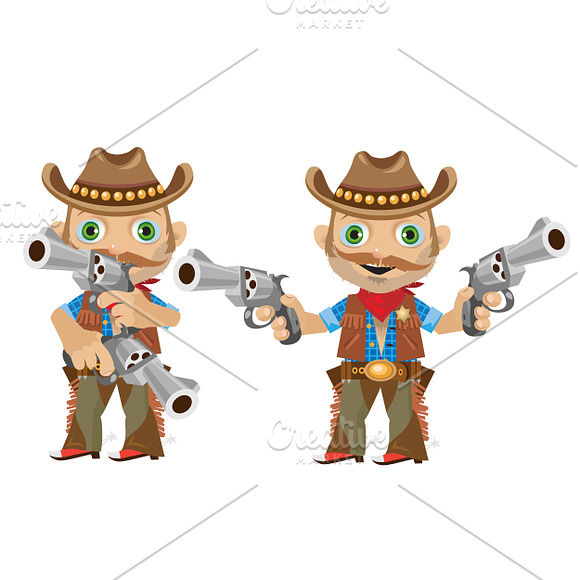 Cowboy with gun of Wild West in Illustrations - product preview 2