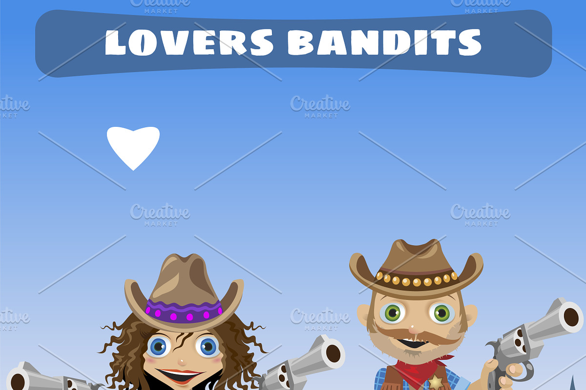 Lovers bandits in Wild West in Illustrations - product preview 8