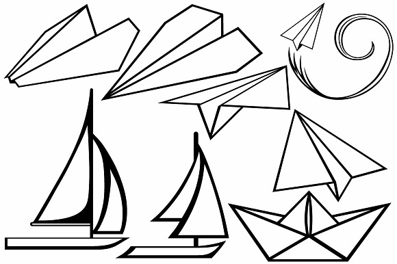 Ships and boats origami in Black And White Icons - product preview 1