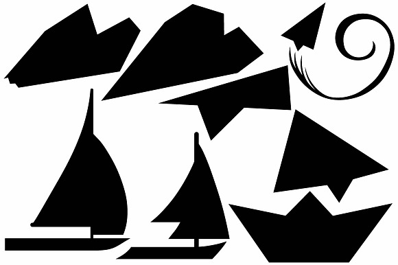 Ships and boats origami in Black And White Icons - product preview 2