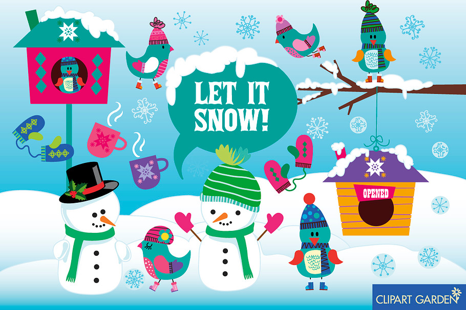 Winter (Let it snow) digital clipart