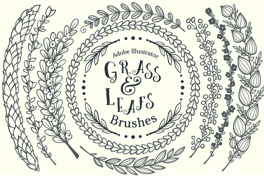 Grass&Leafs AdobeIllustrator brushes in Photoshop Brushes - product preview 8