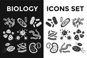 Virus black and white vector icons
