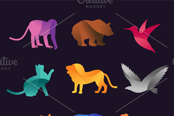 Animal zoo vector icons