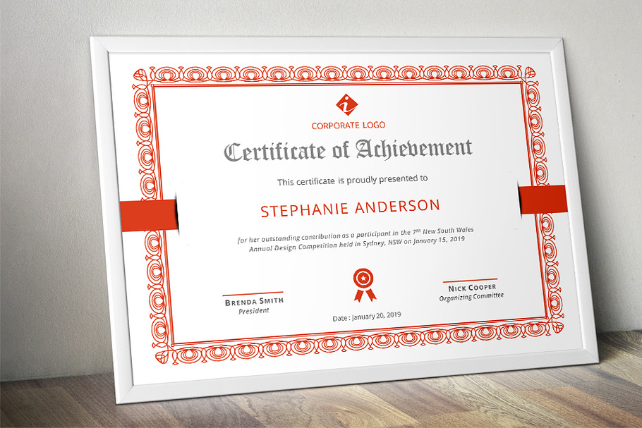 Border corporate Word certificate in Stationery Templates - product preview 8