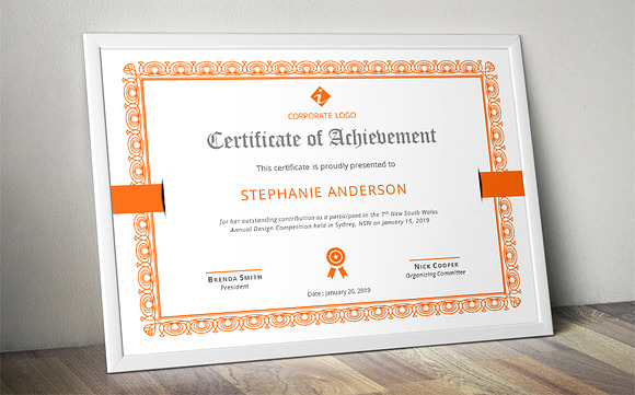 Border corporate Word certificate in Stationery Templates - product preview 2