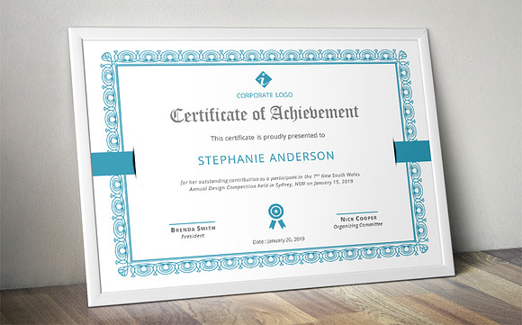 Border corporate Word certificate in Stationery Templates - product preview 3