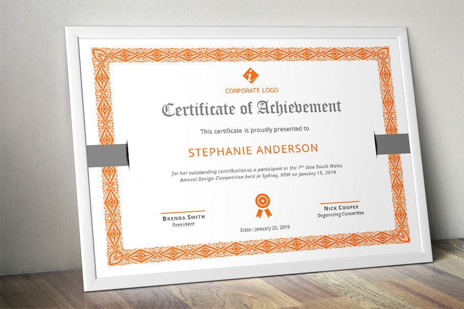 MS Word border corporate certificate in Stationery Templates - product preview 8