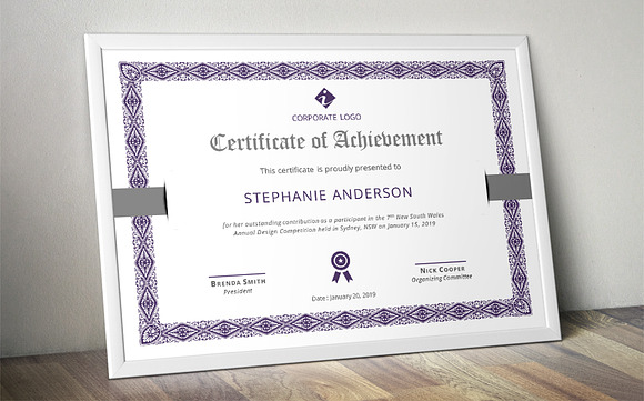 MS Word border corporate certificate in Stationery Templates - product preview 2