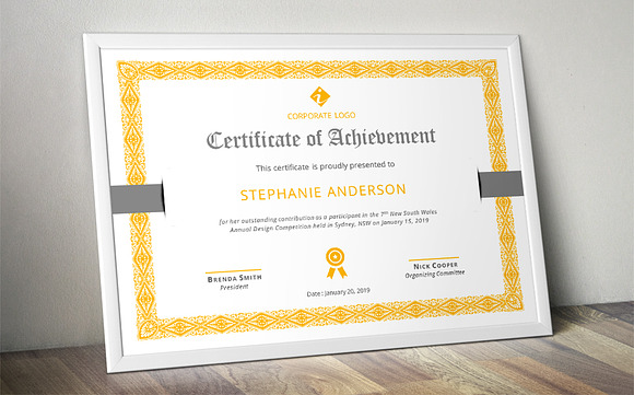 MS Word border corporate certificate in Stationery Templates - product preview 3