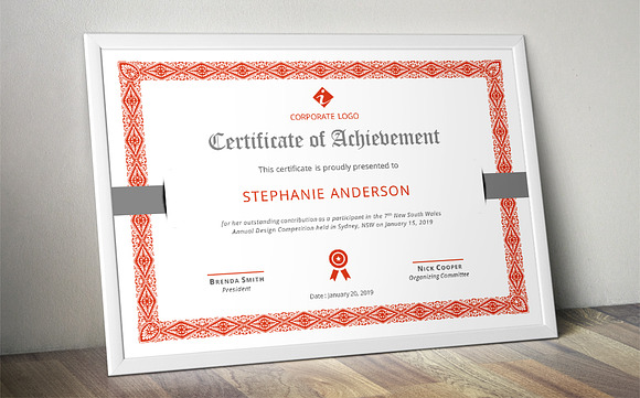 MS Word border corporate certificate in Stationery Templates - product preview 5