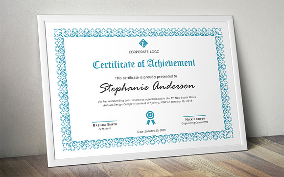 Script border corporate certificate in Stationery Templates - product preview 2