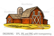 Organic farm. Vector engraving 