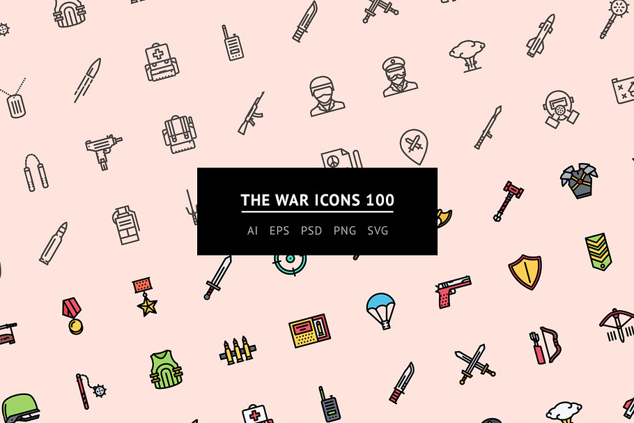The War Icons 100 in Graphics - product preview 8