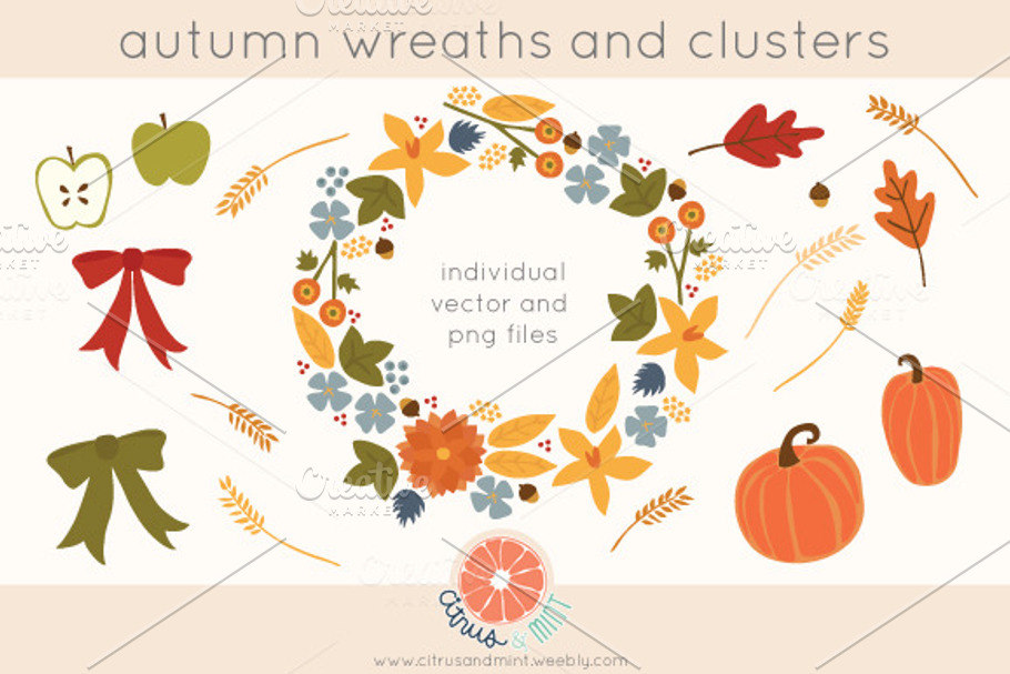 autumn flowers and foliage clip art