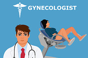 gynecologist, woman doctor, vector