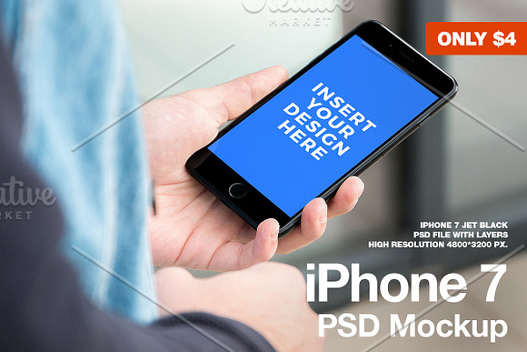 iPhone 7 Jet Black Mockup in Mobile & Web Mockups - product preview 1