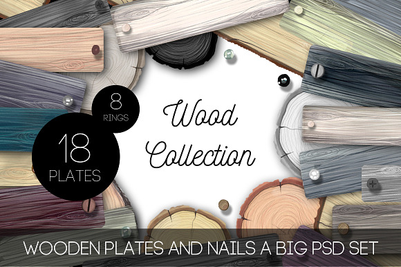 Wooden Design Set in Illustrations - product preview 3
