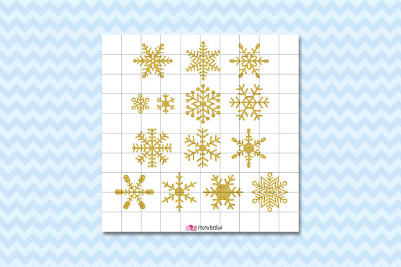 Gold Glitter Snowflakes clipart in Objects - product preview 2