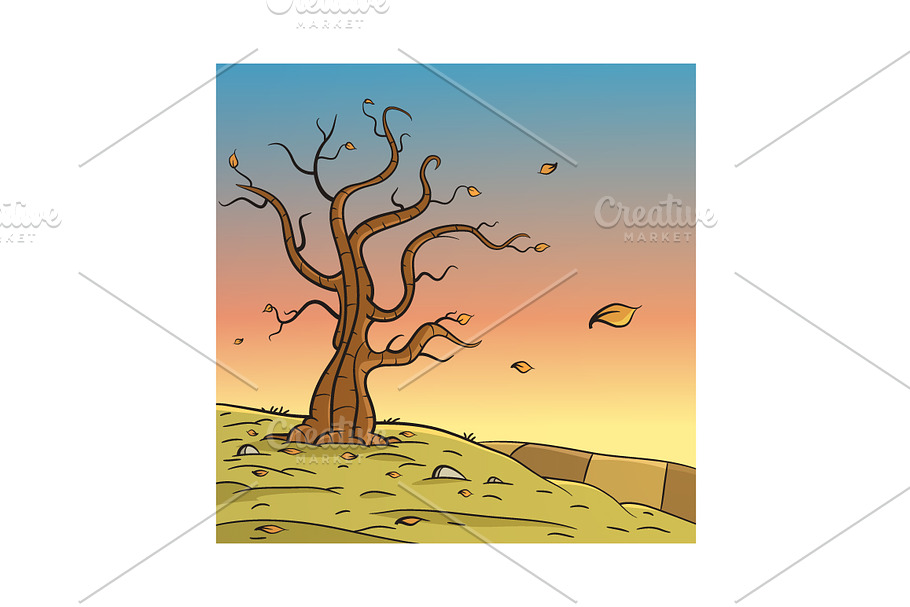 Autumn Hand Drawn Landscape in Illustrations - product preview 8