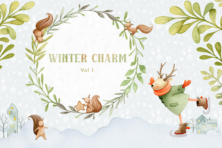 Winter Charm Vol 1 - Watercolor Deer in Illustrations - product preview 8