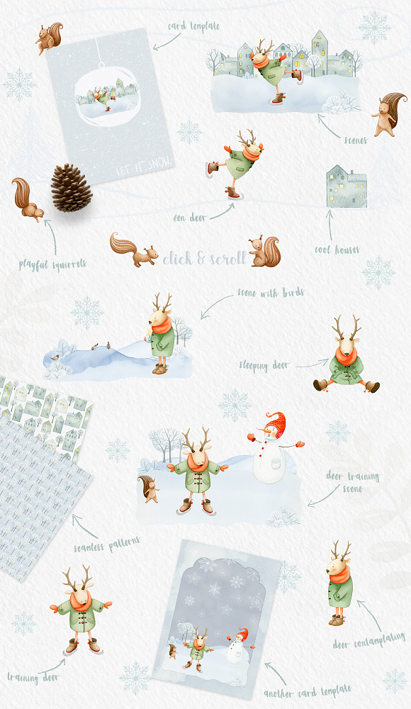 Winter Charm Vol 1 - Watercolor Deer in Illustrations - product preview 1