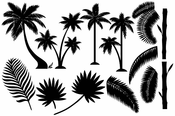 Tropical plants in Black And White Icons - product preview 1