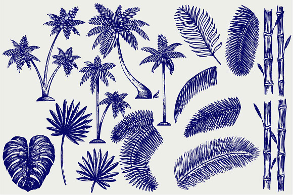 Tropical plants in Black And White Icons - product preview 2