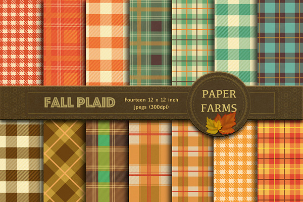 Fall plaid digital paper 