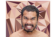 Angry man face in triangular style