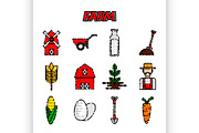 Farm flat icons set