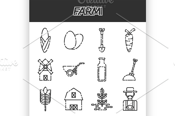 Farm icons set