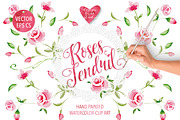 Watercolor "Roses Tendril" design